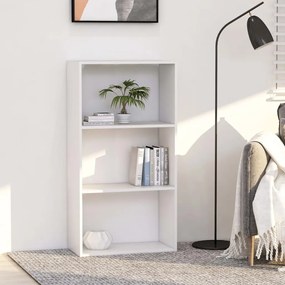 800972 vidaXL Bibliotecă cu 3 rafturi, alb, 60 x 30 x 114 cm, PAL