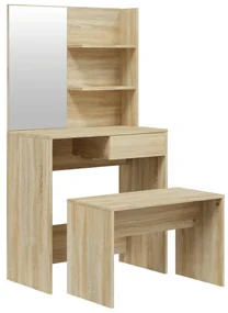 3114141 vidaXL Set măsuță de toaletă, stejar sonoma, 74,5x40x141 cm