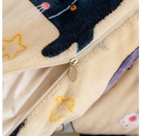 Set Lenjerie cocolino PURRSLEEP bej + Cearsaf Cocolino microplus cu elastic SOFT 180x200 cm alb, pat dublu