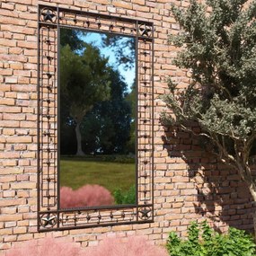 vidaXL Oglindă de perete de grădină, negru, 60x110 cm, dreptunghiular
