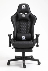 Scaun gaming cu masaj in perna lombara, suport picioare, funcție sezlong, SIG 5020, Negru