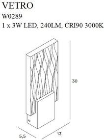Aplica de perete LED design modern VETRO auriu W0289 MX