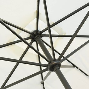 Outsunny Parasol de gradina parasol drept 3 x 2 m luminos rectangular inclinabil parasol LED solar otel poliester crem | Aosom Romania