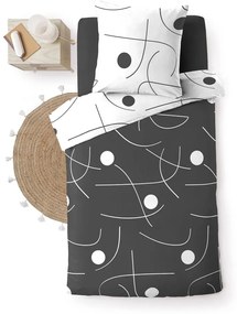 Lenjerie de pat albă-gri închis din microfibră pentru pat de o persoană 140x200 cm Sonate – douceur d'intérieur