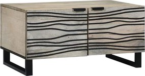 vidaXL Masă de cafea Bej și negru 80 x 50 x 40 cm Lemn masiv de acacia