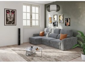 Canapea colțar extensibilă TRENTO, 3 locuri, reversibilă, cu spațiu de depozitare, gri