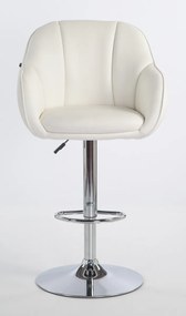 HR2055W Scaun Alb din Piele Ecologica cu Bază Cromata