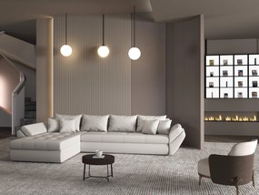 Colțar extensibil dumonde cu ladă de depozitare si sezut confortabil din spuma high-density, Loana XL Enjoy Beige 335x185 cm