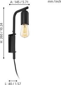 Eglo 98064 - Aplică perete ADRI 1xE27/60W/230V