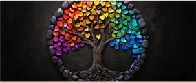 Tablou – Arbore plin de inimi colorate (120x50 cm)