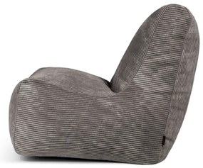 Fotoliu bean bag crem cu tapițerie din catifea reiată Seat Lounge – SLOWDOWN