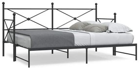 vidaXL Pat de zi cu șaia fără saltea Negru 75x190 cm Oțel