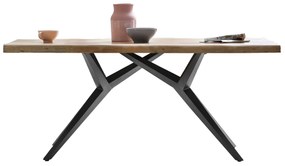 Masa dreptunghiulara cu blat din lemn de salcam Tables&amp;Co 200x100 cm maro/negru