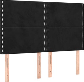 vidaXL Tăblie de pat neagră 144x5x118/128 cm catifea