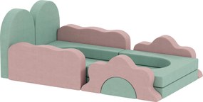 AIYAPLAY Set de 12 piese blocuri din spumă pentru cățărat, construit, târâre, saltele de joacă pentru interior cu husă din cord, Verde+Roz | Aosom Romania