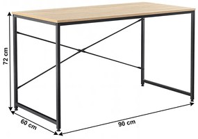 Birou, stejar / negru, 90x60 cm, MELLORA