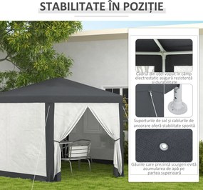 Outsunny Pavilion 4x4 m de Gradina Hexagonal cu Pereti din Plasa, 2 Usi si Picioare Reglabile, Pavilion din Metal si Poliester | Aosom Romania