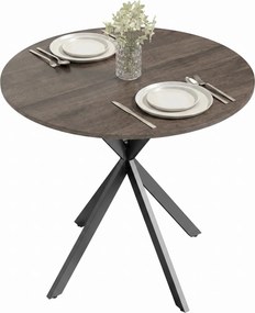 HOMCOM Masă Da Dining Rotund Stil Industrial Con Picioare în X Ø80x75 cm | Aosom Romania