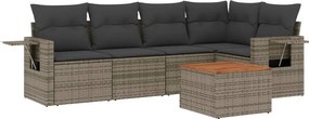 vidaXL Set mobilier grădină cu perne, 6 piese, gri, poliratan
