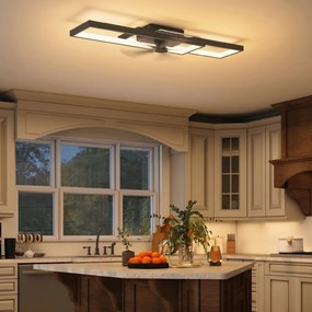HOMCOM Plafonieră LED Reglabilă cu Telecomandă și Întrerupător, Temperatura Culoare 3000-6000K, Lampă de Design pentru Living și Sufragerie, 70x30 cm, Negru | Aosom Romania