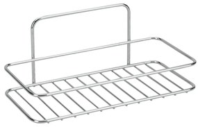 Raft pentru baie argintiu lucios de agățat/autoadeziv din oțel Luxy – Metaltex