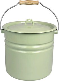 Găleată decorativă vintage cu capac din oțel emailat, verde 12L „Emil’s”