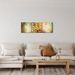 Tablou abstract cu copac (cu ceas) (90x30 cm)
