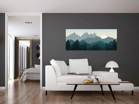 Tablou - Munții cu privirea graficeanului (120x50 cm)