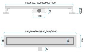 REA-G2501 - Rigolă de scurgere NEOX, 60 cm, oțel inoxidabil