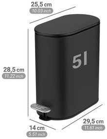 Coș de gunoi negru mat cu pedală din oțel 5 l Collungo – Wenko