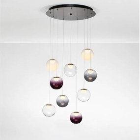 Lustra cu 9 pendule LED din sticla colorata SILENZIO