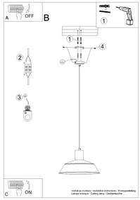 Lustră pe cablu Sollux SL.1322 FANO 1xE27/15W/230V negru