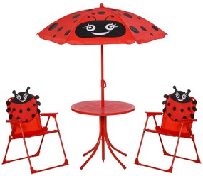 Outsunny, set masa, scaune, umbrela pentru copii, rosu | AOSOM.ro