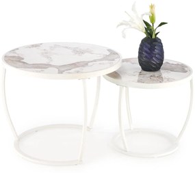 Set 2 buc. măsuțe de cafea Inesz (béžový mramor + alb). 1092446