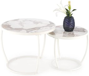 Set 2 buc. măsuțe de cafea Inesz (béžový mramor + alb). Promo -6%. 1092446