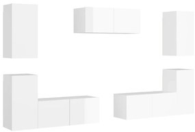 Set dulapuri TV, 7 piese, alb extralucios, PAL 1, Alb foarte lucios, 80 x 30 x 30 cm