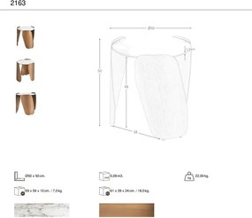 Masuta auxiliara design LUX Porcelain Marble 50cm