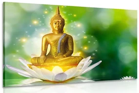 Tablou buddha de aur pe o floare de lotus