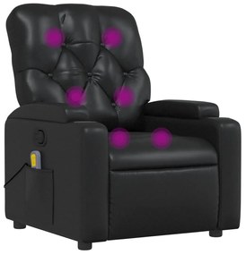 372510 vidaXL Fotoliu rabatabil cu masaj, negru, piele ecologică