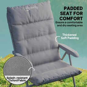 Outsunny Scaun de Camping Pliabil cu Spătar Înalt Reglabil în 5 Poziții și Buzunare Laterale, 66x58x105 cm, Gri Deschis | Aosom Romania