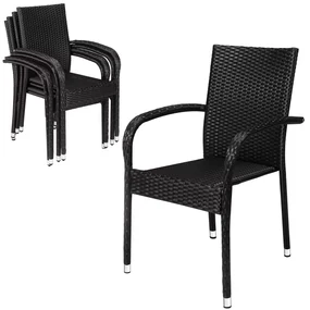 Deuba Scaune de ratan Comfort 4 buc - negru