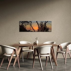 Tablou cu apus de soare (cu ceas) (90x30 cm)