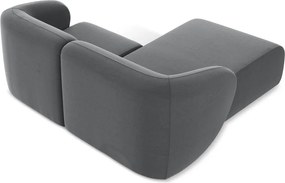 Colțar gri cu tapițerie din catifea (cu colț pe partea stângă/cu șezlong) Lani – Makamii