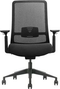 Scaun ergonomic, suport lombar integrat, brațe reglabile, tetieră opțională - Fără tetieră - Negru