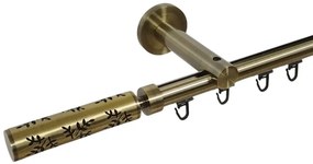 Galerie simpla 19 mm prindere perete teava profil flora aur antic (Alege marime: 280 cm)