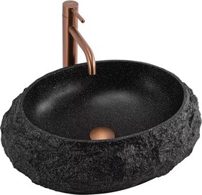 Lavoar pe blat Rea Mika oval 48 cm negru mat