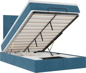vidaXL Cadru pat otoman cu saltele Albastru închis 120x200cm catifea