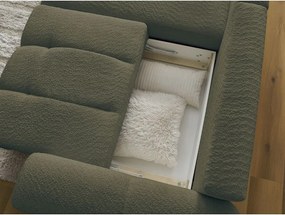 Colțar kaki extensibil/cu spațiu de depozitare cu tapițerie din țesătură bouclé (cu colț pe partea stângă/cu șezlong) Roxelane – Bobochic Paris