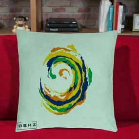 Perna Decorativa Vortex Abstract Colorat, 40x40 cm, Verde Menta, Husa Detasabila, Perna Inclusa, BEKZ®