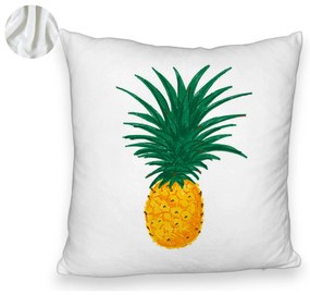 Perna Decorativa Fluffy, Model Ananas, 40x40 cm, Alba, Husa Detasabila, Burduf